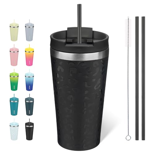 Image of BJPKPK 18 oz Coffee Tumbler with Straw, Insulated Stainless Steel Cup