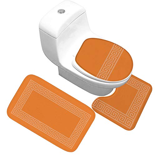 FYMIJJ Badematte,Badematte 3-teiliges Set Toilettenabdeckung Fußpolster rutschfeste saugfähige Badezimmertürmatte…
