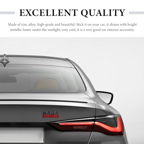 Image of MAGA Edition Car Emblem, 3D Raised Full Metal Badge Decal MAGA Personality Labels, Strong Adhesive Exterior Auto Body Decoration Embossed Sticker for Car Truck SUV (Black & Red)