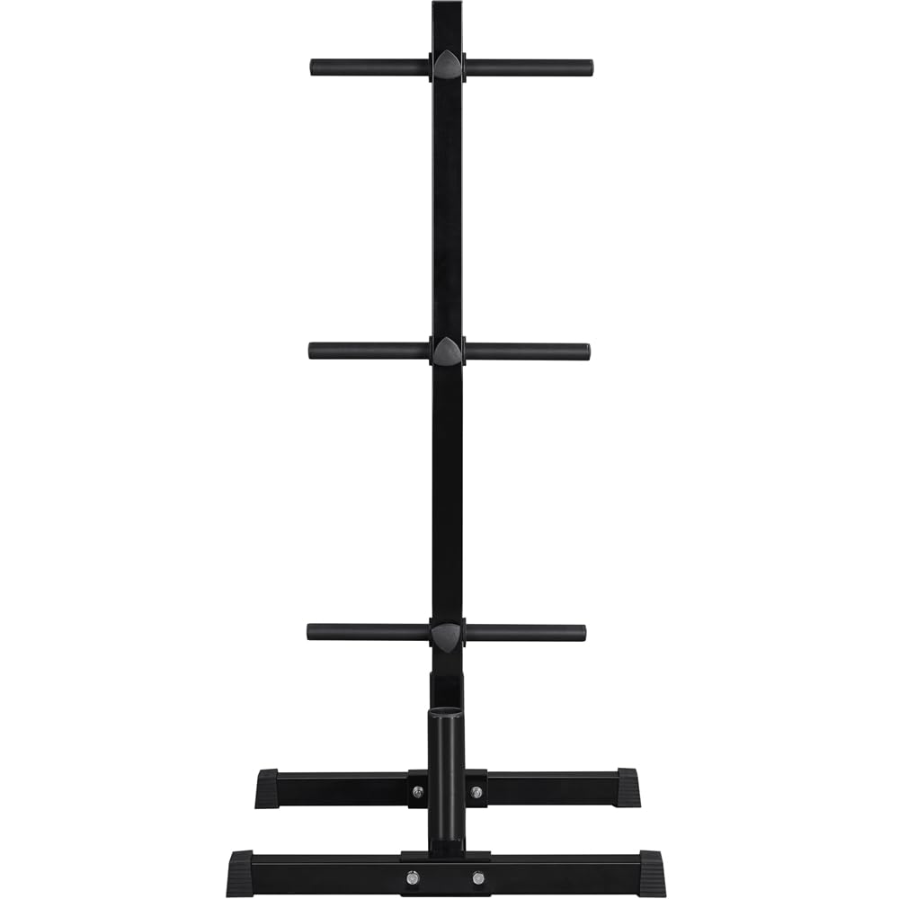 Yaheetech Soportes para Discos de Pesas Estándar Capacidad de 400 kg | Para Discos de 2,8 cm de Diámetro y Barras Estándar o Barras Olímpicos, Color Negro