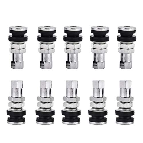 Fydun Tire Tire Valve Stems TR161, Kit de Tige de Valve Courte en métal 10Pcs avec Bouchon Anti-poussière pour Moto de Camion de Voiture