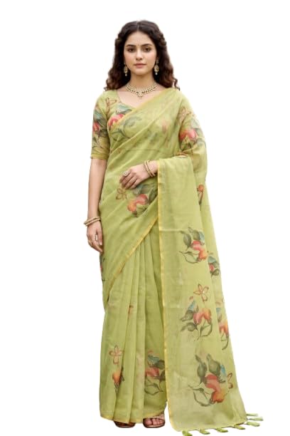 Pista Green Cotton Print Soft Look Woven Work Traditional Saree-image-27