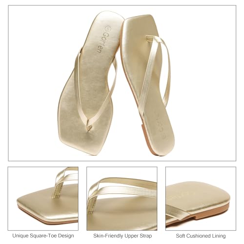 Image of Flip Flops for Women Comfortable Square Toe Casual Beach Sandals Summer Outdoor and Everyday Wear