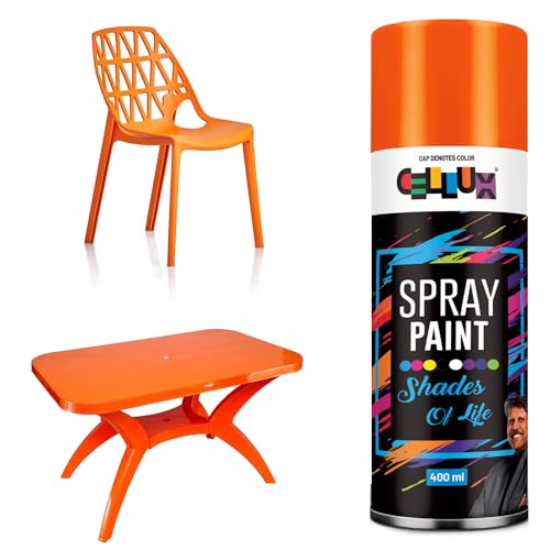 Image of Cellux 2X Ultra Cover Tang Orange Spray Paint | DIY, Quick Drying with Premium Gloss Finish for Metal, Wood, Wall & other Surfaces - 400 ML