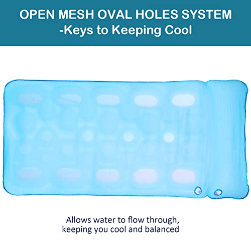 Finduwill Oversized Pool Float Lounge, 72" X 37" Extra Large Fabric-Covered Pool Floats For Adults, Inflatable Contour Lounger With Headrest Ultra-Comfort Cooling Pool Raft (Xl, Monstera Blue) #TOP1