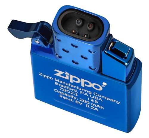 Zippo High Polish Blue Double Arc Rechargeable Lighter Insert - Everyday Use, Outdoor, Camping Flip-Top Lighters