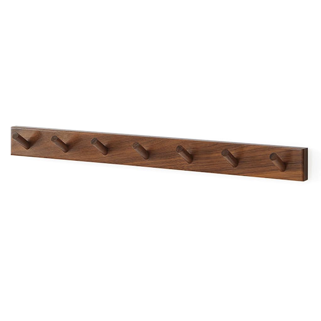Solid Wood Coat Rack Wall Mount,Walnut Wood Coat Hooks Hanger 7hook