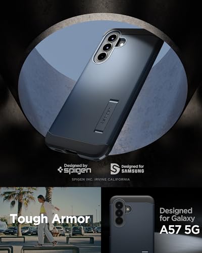 Image of Spigen Tough Armor | Samsung Galaxy A57 5G Case [Kickstand] [Air Cushion Protection] Galaxy A57 5G Back Cover | TPU+PC - Metal Slate