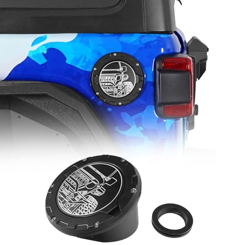 Hooke Road JL Aluminum Fuel Filler Door Gas Cap Tank Cover for 2018-2026 Jeep Wrangler JL JLU 2/4 Doors (Half Face Style)
