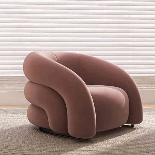 BEDOIN Silla decorativa moderna de mediados de siglo, sillón tapizado, silla de sala de estar, cómoda silla individual con marco de madera maciza para sala de estar y dormitorio, color rosa