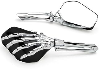 Krator Chrome and Black Skeleton Hand Mirrors Universal Motorcycle Cruiser M8 M10 H-D Chrome/Black Skeleton Hand Motorcycle Mirrors