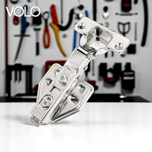 Image of VOLO 2D Soft Close Cabinet Hinges for Furniture, Wardrobes, Doors, and Storage Units | Mild Steel | 1 Year Manufacturer Warranty | (8 Crank | Half Overlay, 4 Pieces (2 Set))