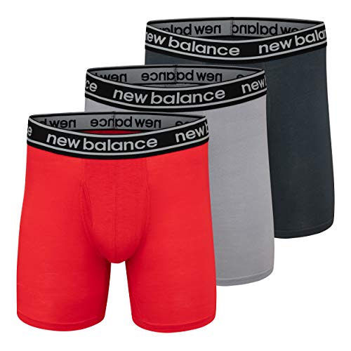 New Balance Men's Viscose Performance 6" with Fly Boxer Briefs Underwear 3-Pack