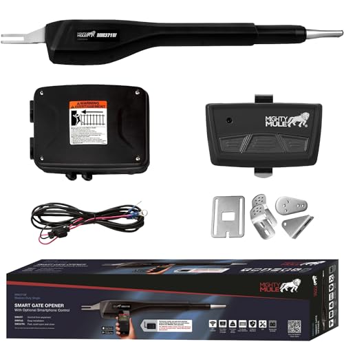 Mighty Mule MM371W Automatic Gate Opener, Smart and Solar Ready, Includes Gate Opener Remote and More-Up to 16ft Long or 550lb, Black, 1 Gate Opener Kit by Mighty Mule - Used condition - US$322.25