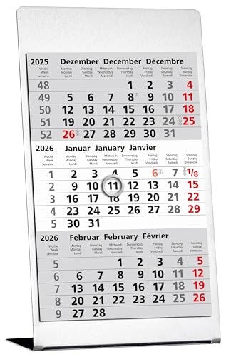 Güss 3-Monatstisch Tischaufstell-kalender Edelstahl