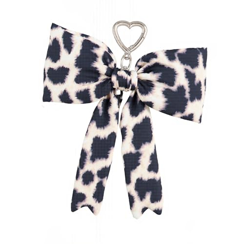 Image of Pink Bow Keychain Bag Charms Y2K Bowknot Plaid Keychains Coquette Aesthetic Purse Handbag Backpacks Charms (leopard print)