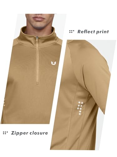 Image of NORTHYARD Men's Quarter Zip Pullover Athletic Running Shirt Long Sleeve | 1 /4 Zip Top, Quick Dry Lightweight, Moisture Wicking Breathable, Reflective Strips, Performance Workout Gym, Hiking Sports