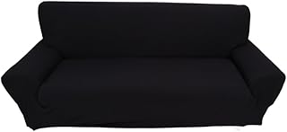Yosoo Housse De Canapé 3 Places Solides Couverture en Tissu Élastique Couvercle De Canapé Souple Protecteur De Canapé Décoration De Maison 190-230cm (Couleur : Noir)