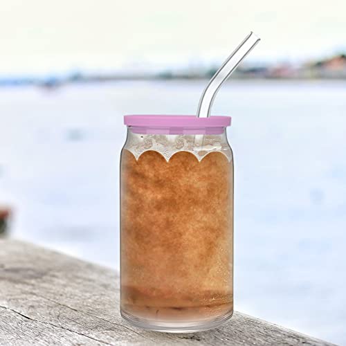 Tronco Beer Can Glasses With Silicone Lid And Glass Straws,Drinking Glasses10Pcs Set,16Oz Can Shaped Glasses With Lid And Straw,Beer Glass Can Cups,Soda Can Glasses,Glass Beer Cups,Iced Coffee Glasses #TOP3