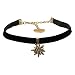 Produktbild Alpenflüstern Trachten-Samt-Kropfband Strass-Edelweiß klein altgoldfarben - Trachtenkette enganliegend, Kropfkette elastisch, Damen-Trachtenschmuck, Samtkropfband schmal schwarz DHK240
