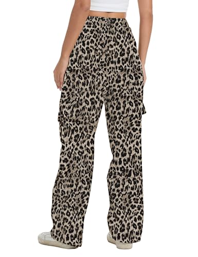 Image of Cargo Pants for Women High Waist Wide Leg Stretchy Pull On Baggy Casual Pants with Pockets