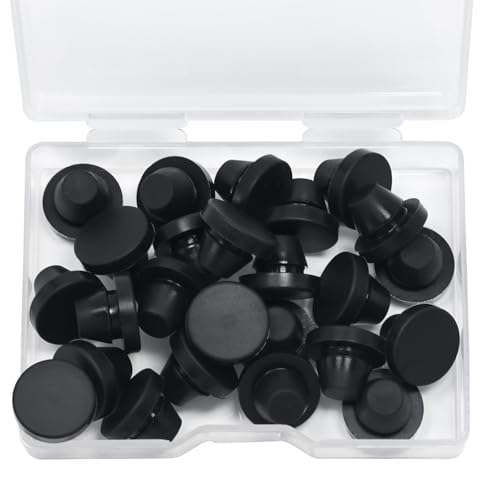 Image of 25 Pcs 8 mm Silicone Rubber Plugs Snap in Locking Hole Plugs for 8-8.5 mm (5 /16 inch-6 /16 inch) Round Holes, Flush Type Rubber Stoppers, Flexible Tube Pipe End Caps Covers, Waterproof Sealing Plugs, Black