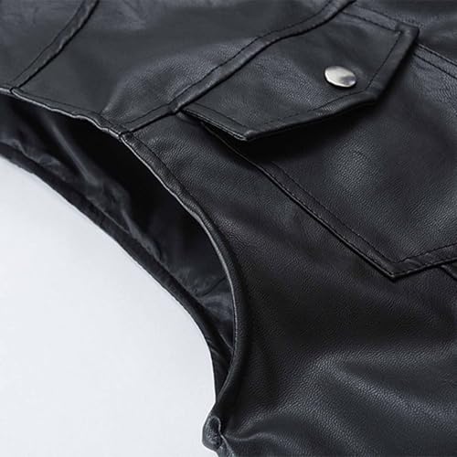 Black Leather Motorcycle Vest for Men 2025 Fashion Dressy Waistcoat with Pockets Full Zip Winter Outfits Outdoor3