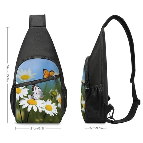 Bolso bandolera Butterflies Daisy Flower blanco miniatura 2