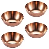 IDEANATEGRATE 4 Stück Edelstahl Gewürzschalen Rund Kleine Servierplatten Roségold Glatte Oberfläche Spülmaschinengeeignet für Soßen und Beilagen zu Hause Schule und Reisen