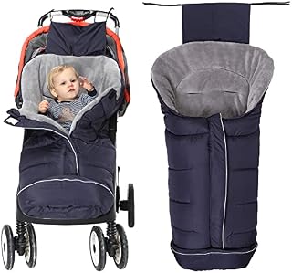 Fairy Baby Universal Footmuff for Pushchairs Prams Winter Cosy Toes Footmuff Thick Fleece Waterproof Windproof Sleeping Bag for Newborn Buggy Stroller(Dark Blue, 6-24Months)