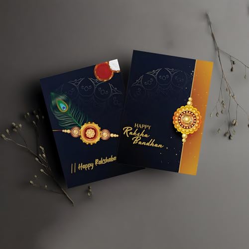 Image of Periapt Multicolor Rakhi Combo with Pooja Thali /Tilak Set, Greeting card, Pooja Coin (Rakhi23 VAR68)