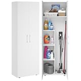 Bellamio Apol Besenschrank 60 cm breit, Weiß, Staubsaugerfach, Stauraum