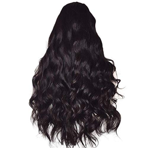 FAMILIZO Pelucas Mujer Pelo Natural Largo Corto Postizos De Pelo Natural Hombres Mujeres-Moda-Afro-Largo-Rizado-Rizado-Pelo-Ondulado-Pelucas-Sexy-Encaje-Frente-Peluca-Fiesta-Peluca