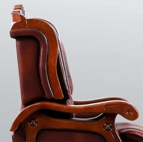 Kinnls Barbara Massage Chair Genuine Leather Big And Tall Luxurious Managerial Executive Office Chair With Wooden Armrest,Adjustable Height Reclining And Retractable Footrest Home Office Desk Chairs #TOP6