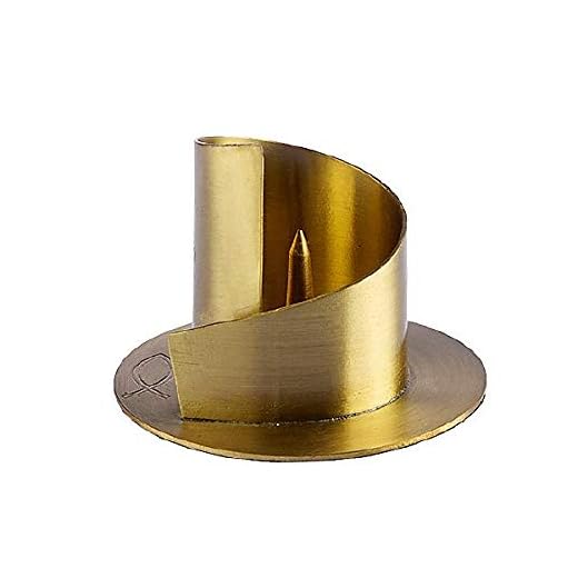 Kerzenleuchter für Ø 40 mm Kerzen in Gold mit Dorn, Taufkerzenleuchter, Kommunionkerzenleuchter