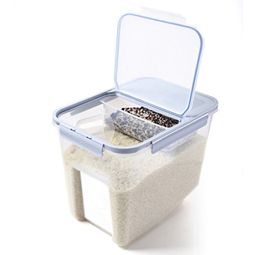 Rice Container, Petforu Rice Food Storage Box Kitchen Organization with Measuring Cup +