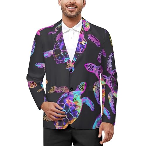 Sea Turtle Mens Blazer Two Button Sport Coat Lightweight Suit Jacket for Travel Business Wedding