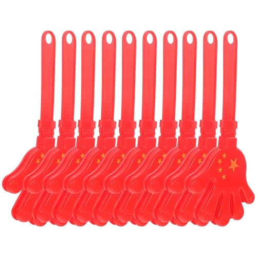 FRCOLOR 10Pcs 28Cm Red Flag Hand Clappers Noisemakers for Festival Party Sporting Events Football Cheers Supporters Noise Makers