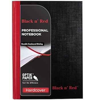 Black n' Red Hardcover Notebook, Casebound, Medium, Black, 96 Ruled Sheets, Pack of 1 (E66857)