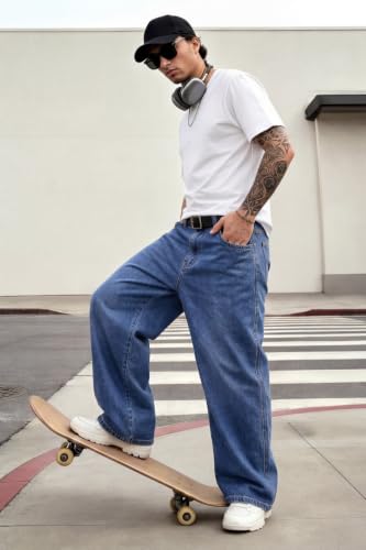 Image of GINGTTO Men's Baggy Barrel Jeans Wide Leg Y2K Denim Pants