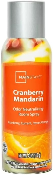 Mainstays Odor Neutralizing Room Spray – Cranberry Mandarin Scent, 4 oz Aerosol (Pack of 4) – Eliminates Odors, Instant Fragrance, for Home, Office or Car