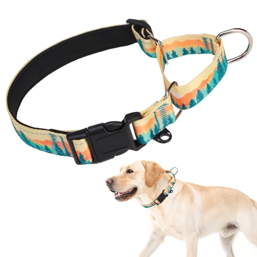 Image of Martingale Collar for Dogs for Small Medium Large Dogs, Soft Padded Nylon No Pull Dog Collar with Buckle, Adjustable No Slip Heavy Duty Durable Puppy Training Collar for Boys Girls, Orange M