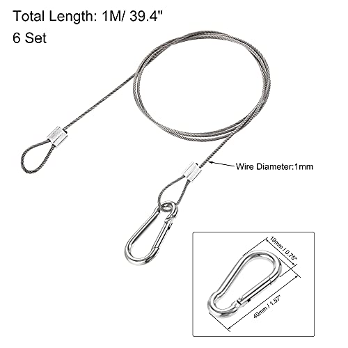 Image of uxcell Picture Hanging Wire Kit, 6Set 1M Loop and Hook Hanging Wire for Home Picture Art Gallery Picture Display Kit, Load 66 Lbs
