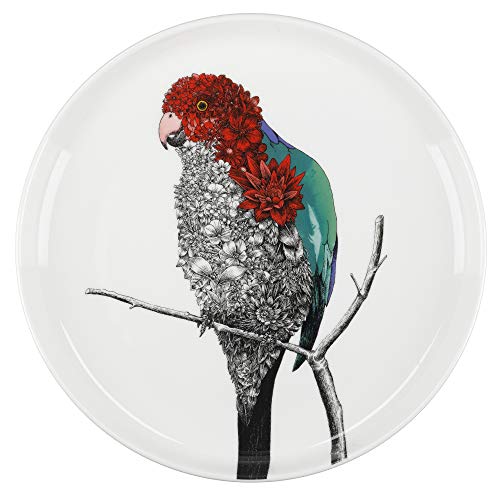 Maxwell & Williams Marini Ferlazzo Birds Decorative Side Plate with Australian King Parrot Design, Gift Boxed, Fine China, White, 20 cm