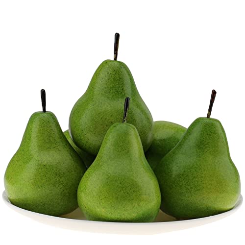 Gresorth 6Pcs High Grade Fake Green Pear Decoration Artificial Realistic Fruit Simulation For Home Party Holiday Christmas Display #TOP4