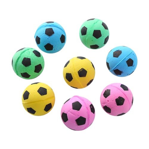JIHUOO Lot de 10 Mini balles de Football interactives en Mousse de 4,5 cm pour Chat, Chiot, Chaton, Petit Chien, Balle de Dressage pour Chien