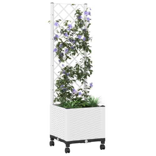 Macetero de polipropileno blanco con soporte de enrejado 4