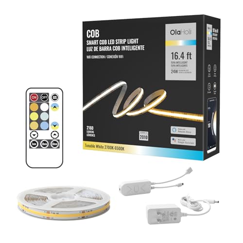 Image of 16.4ft Smart LED Strip Light, Tunable White 2700K-6500K Dimmable Bright WiFi COB Light Compatible with Alexa and Google for Kitchen Cabinet, Room