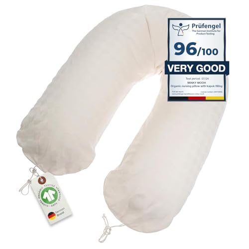 Almohada de lactancia 100% natural con funda de algodón orgánico y relleno de ceiba Perfecta como almohada de posicionamiento durante el embarazo o para personas que duermen de lado. naturaleza