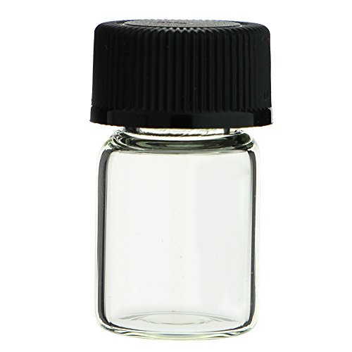 72-Pack 1/2 Dram 2 ml Clear Vials Short with Caps + Free Industrial Syringe (Oils Perfume Gold Prospecting Hobby Craft)